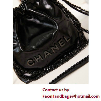 Chanel Shiny Calfskin  &  Black Metal CHANEL 22 Mini Handbag AS3980 Black